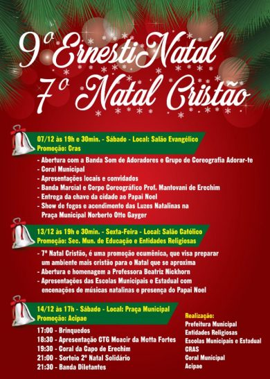 Ernestina convida para o 9º ErnestiNatal e 7º Natal Cristão