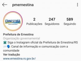 Prefeitura de Ernestina lança canal de comunicação no Instagram
