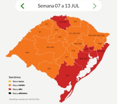 Ernestina retorna a bandeira laranja no RS