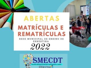 Matrículas abertas na Rede Municipal de Ensino de Ernestina
