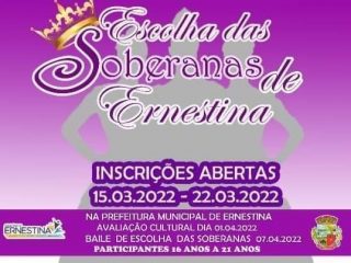 Município abre inscrições para concurso de escolha das soberanas de Ernestina