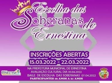 Município abre inscrições para concurso de escolha das soberanas de Ernestina