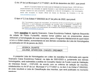 Lista de Hologados – Reanálise