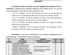 Classificação dos beneficiários  do Programa Habitacional de Interesse Social  – Educarte