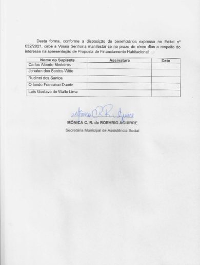Programa Habitacional/ Convocação de Beneficiários Suplentes- segunda página