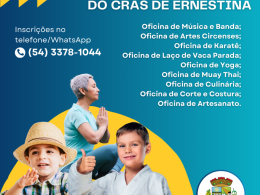 Cras de Ernestina abre pré-inscrições para oficinas com opções para todas as idades