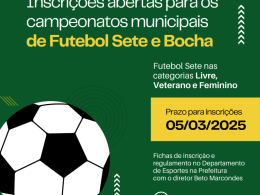 Ernestina abre inscrições para campeonatos municipais de Futebol Sete e Bocha