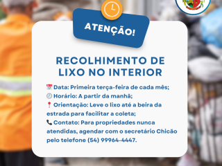 Prefeitura define cronograma de recolhimento de lixo no interior