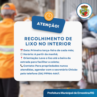 Prefeitura define cronograma de recolhimento de lixo no interior
