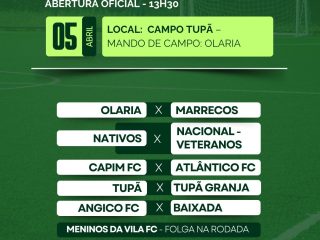 Quarta rodada do Campeonato Municipal de Futebol Sete será no Campo Tupã