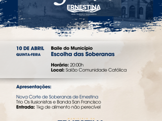 Baile do Município com escolha da nova Corte de Soberanas será nesta quinta-feira (10/04) 
