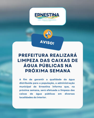 Prefeitura realizará limpeza das caixas de água públicas na próxima semana