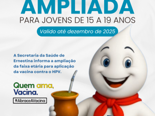 Ernestina amplia vacinação contra HPV para jovens de 15 a 19 anos
