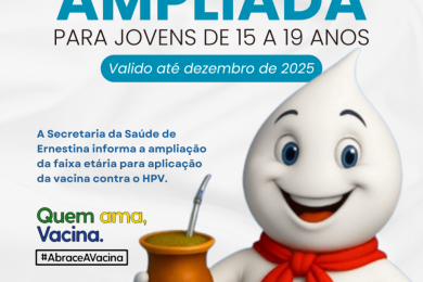 Ernestina amplia vacinação contra HPV para jovens de 15 a 19 anos