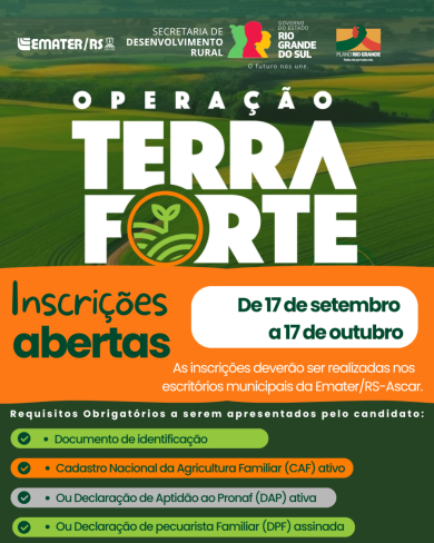 Inscrições abertas para a Operação Terra Forte!
