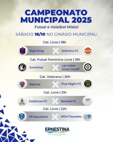 Campeonato Municipal de Futsal e Voleibol Misto segue neste sábado (18)