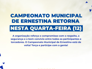 NOTA DE ESCLARECIMENTO – CAMPEONATO MUNICIPAL DE ERNESTINA
