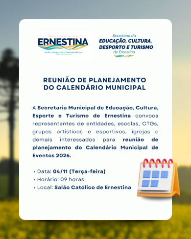 Reunião de planejamento do Calendário Municipal de Eventos 2026