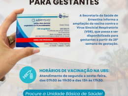 Ernestina recebe vacina contra o Vírus Sincicial Respiratório para gestantes