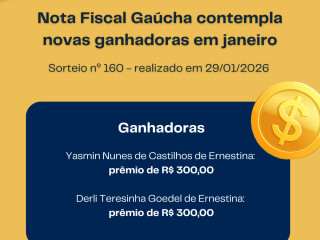 Nota Fiscal Gaúcha contempla novas ganhadoras em janeiro