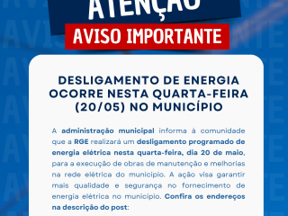 Desligamento programado de energia será realizado para melhorias na rede elétrica