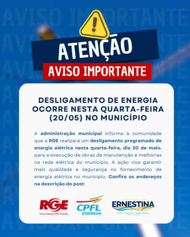 Desligamento programado de energia será realizado para melhorias na rede elétrica
