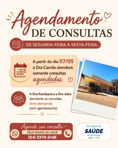 Mudanças no atendimento médico na UBS de Ernestina; confira como ficam as consultas