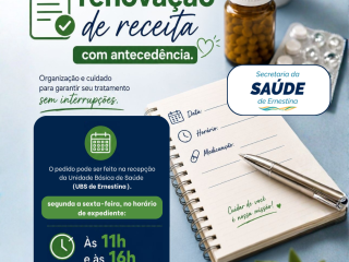 Secretaria da Saúde orienta população sobre renovação de receitas com antecedência