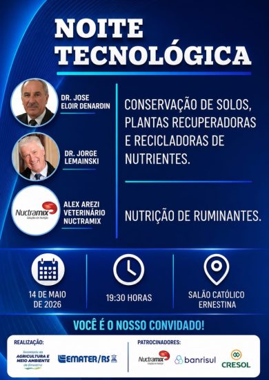 Tecnologia e conhecimento no campo marcam a Noite Tecnológica em Ernestina