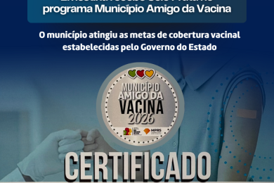 Ernestina recebe Selo Prata no programa Município Amigo da Vacina