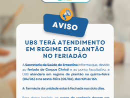 UBS terá atendimento em regime de plantão no feriadão
