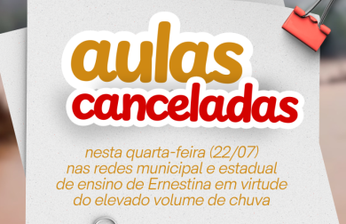 Aulas canceladas nesta quarta-feira em Ernestina por medida preventiva