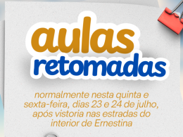 Aulas serão retomadas em Ernestina