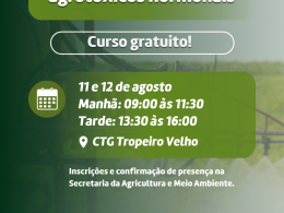 Secretaria da Agricultura promove curso sobre aplicação de agrotóxicos hormonais