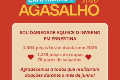 Solidariedade aquece o inverno em Ernestina na Campanha do Agasalho
