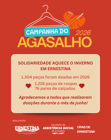 Solidariedade aquece o inverno em Ernestina na Campanha do Agasalho