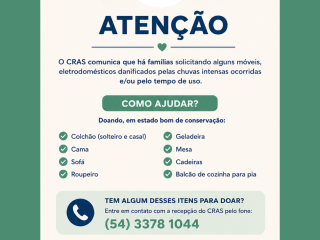 Cras de Ernestina mobiliza doações para famílias