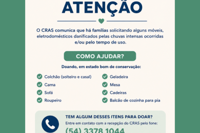 Cras de Ernestina mobiliza doações para famílias