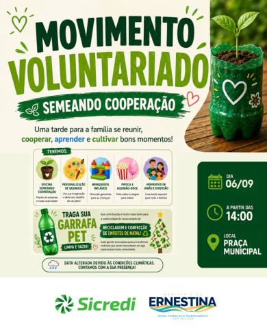 Movimento de Voluntariado promove tarde de cooperação e sustentabilidade em Ernestina