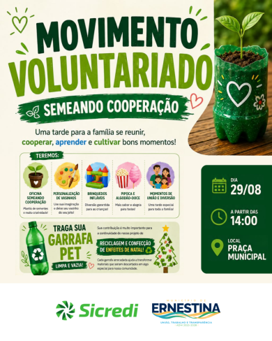 Movimento de Voluntariado promove tarde de cooperação e sustentabilidade em Ernestina
