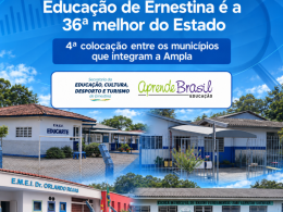 Ernestina avança nos resultados da educação e chega à 36ª posição no ranking estadual