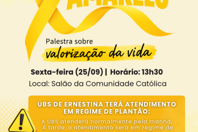UBS de Ernestina terá atendimento em regime de plantão na tarde desta sexta-feira (25)