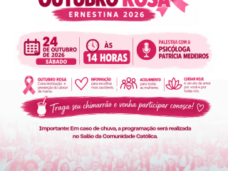 Mateada Outubro Rosa vai reunir mulheres em tarde de cuidado e informação em Ernestina