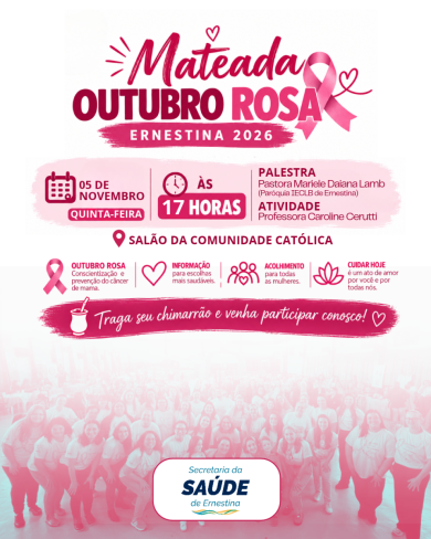 Secretaria da Saúde realiza Mateada Outubro Rosa nesta quinta-feira (05) em nova data